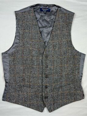 Brooks Brothers Regent Mens Harris Tweed Suit Vest Sz 40R Wool Herringbone Plaid